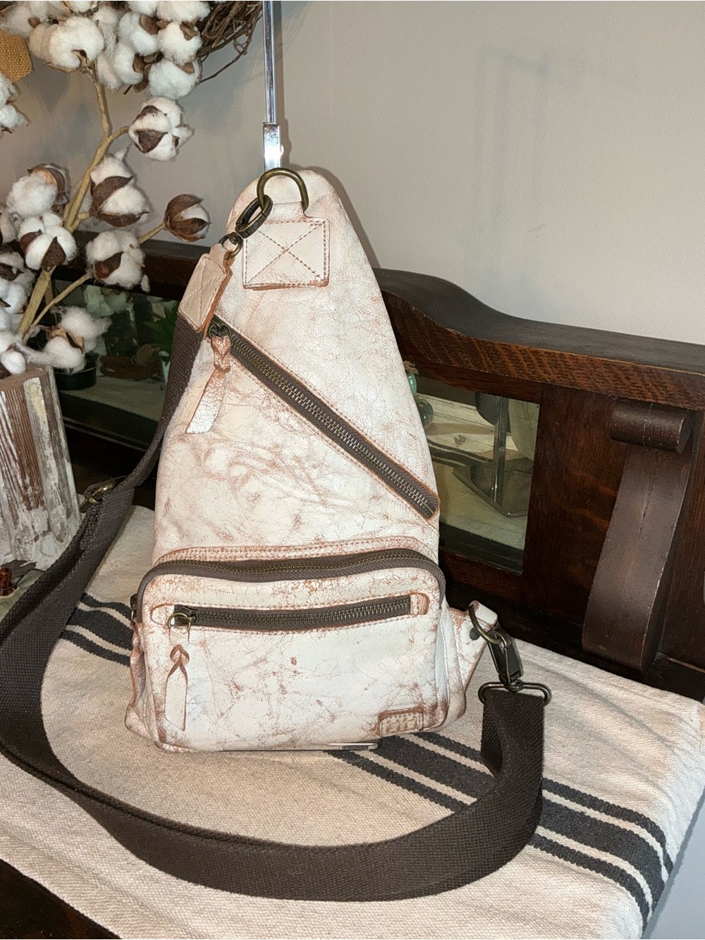 Bed Stu Leather Andie Sling Backpack Nectar Lux Retail $240